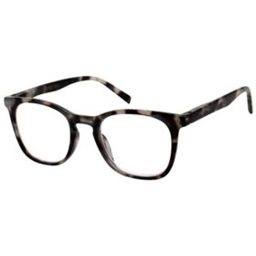 Elton John Eyewear, Classic Square Single Readers,  Black Tortoise (Choose Magnification)