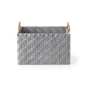 Nautica Rectangular Herringbone Weave Baskets with Rope Handles, Set of 3, Assorted Colors