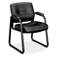 basyx VL690 Series Sled Base Leather Guest Chair, Black 