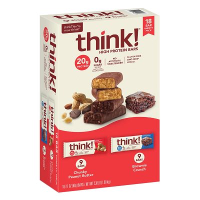 thinkThin High Protein Bars, Chunky Peanut Butter & Brownie Crunch, 2.1 oz Bar (18 ct.) Sam's Club
