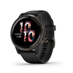 Garmin Venu® 2, Slate Stainless Steel Bezel with Black Case and Silicone Band		