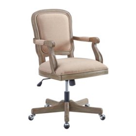 Bethany Office Chair, Natural Upholstery and Rustic Brown Base