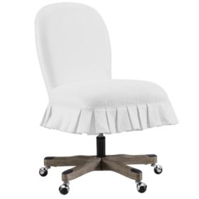 Leigh Glitz Office Chair, White/Silver Upholstery and Gray Washed Base