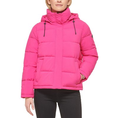 Calvin klein stretch full zip hooded puffer jacket hot sale