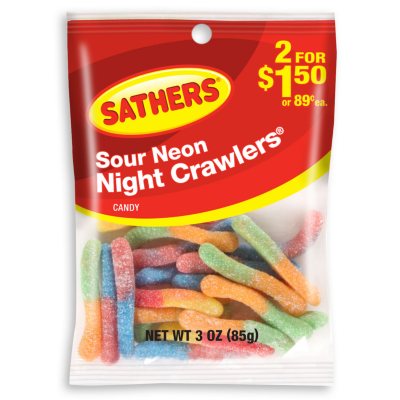 Sathers Sour Neon Nightcrawlers (3 oz. bag, 12 ct.) - Sam's Club