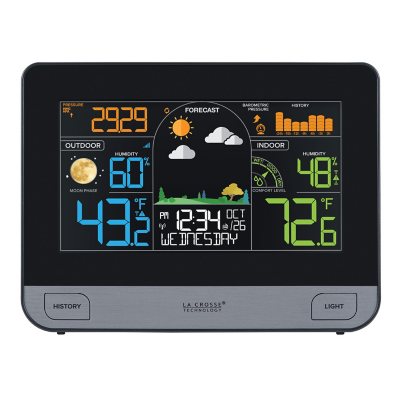 6 Digital Weather Station with Forecast - Temperature and Humidity Gauge  with Clock