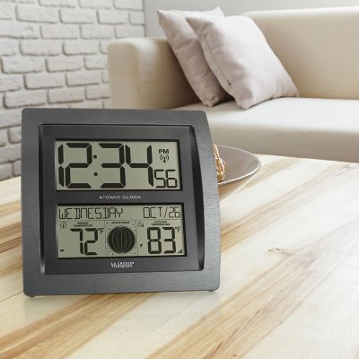 La Crosse Technology Digital White Wall Clock with Temperature and