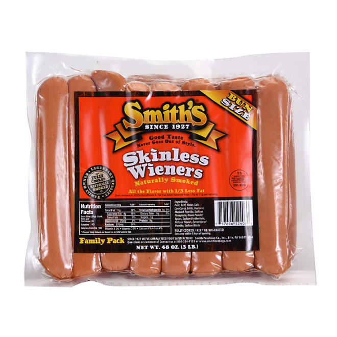 Smith's Skinless Wieners, Bun Size 3 lbs.