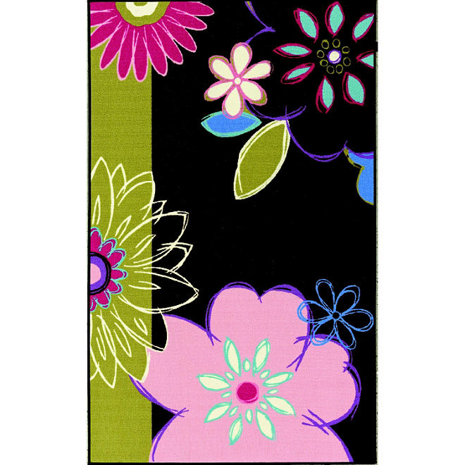 Summer Flowers Area Rug - 3'3" x 5' - Chocolate Floral