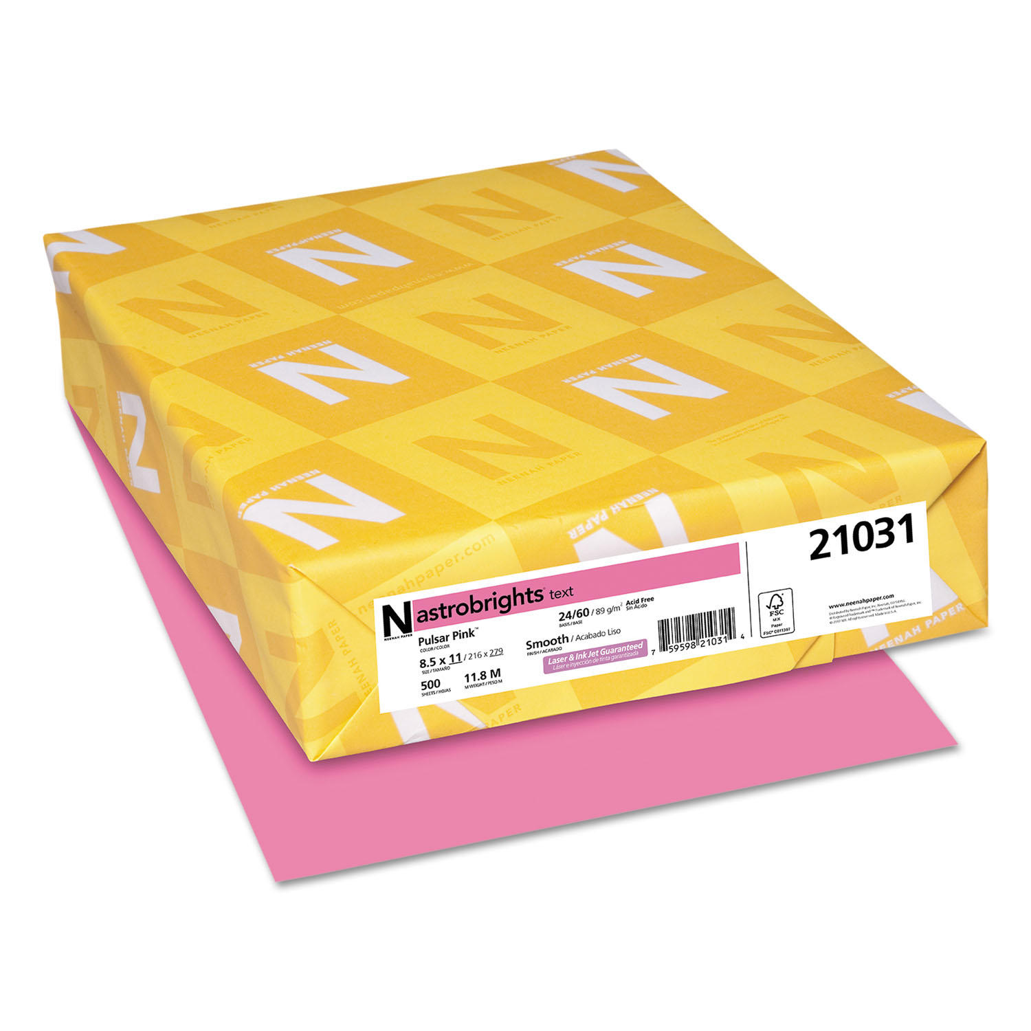 Astrobrights Color Paper, 8.5' x 11', 24 lb/89 gsm, 500 Sheets, Pulsar Pink