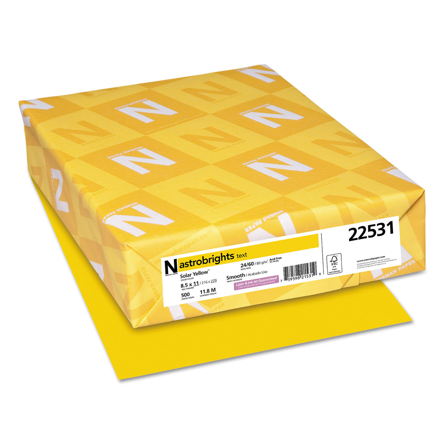 Astrobrights Color Paper, 8.5' x 11', 24 lb/89 gsm, 500 Sheets, Solar Yellow