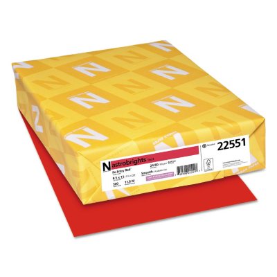 Colored Paper 24 lb/89 GSM 625 Sheets 8.5 x 11 Inches Ultra Red 