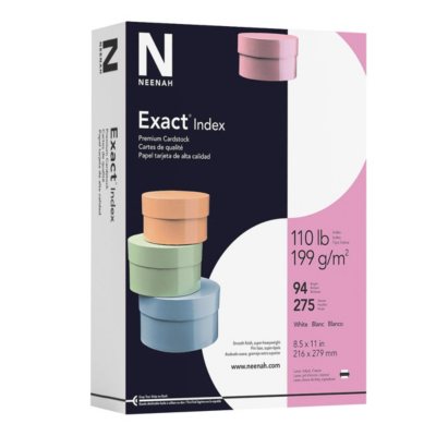 Exact Index Cardstock, 8.5 x 11, 110 lb/199 GSM, White, 275 Sheets