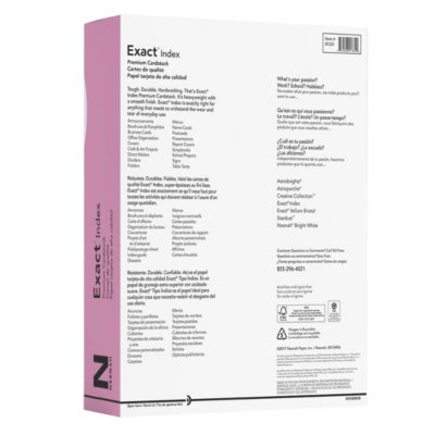 Exact Index Cardstock, 8.5 x 11, 110 lb/199 GSM, White, 275 Sheets -  Sam's Club