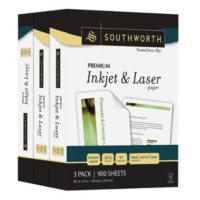 Southworth® Premium Inkjet & Laser Paper, 8.5" x 11", 28 lb., Radiant White, 900 Sheets