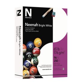 Neenah Bright White Premium Cardstock, 8.5" x 11", 65 lb/176 gsm, White, 96 Brightness, 250 Sheets