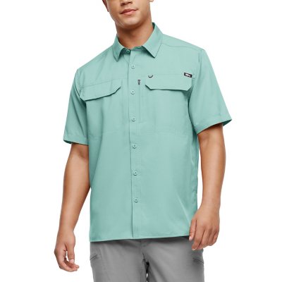 Eddie Bauer Woven Tech Shirt Light Blue XL:- Light Blue, XL