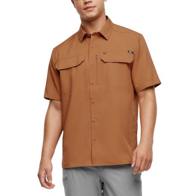 Eddie Bauer Woven Tech Shirt Orange XS:- Orange, XS
