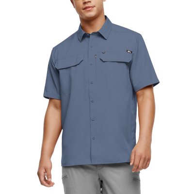 Eddie Bauer Woven Tech Shirt Blue L:- Blue, L