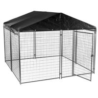 Lucky Dog Black Modular Kennel with Waterproof Cover (10'L x 10'W x 6'H)