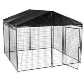 Lucky Dog Black Modular Kennel with Waterproof Cover (10'L x 10'W x 6'H)