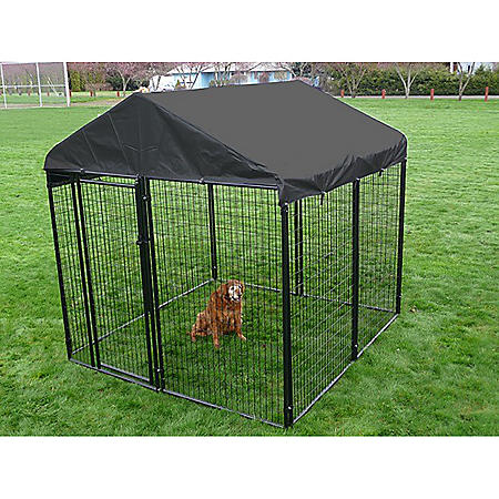 Lucky Dog Black Modular Kennel with Waterproof Cover (10’L x 10’W x 6’H)