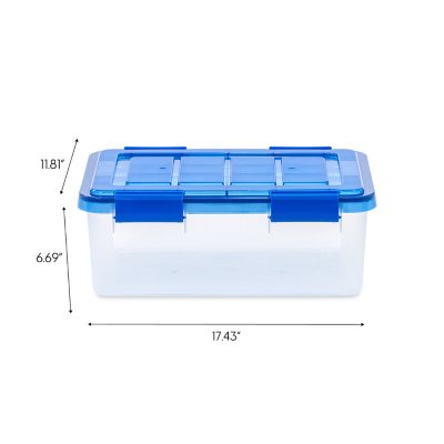 Iris 30 qt. Weatherpro Clear Plastic Storage Box, Lid Blue