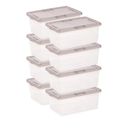 17 qt. Snap Top Plastic Storage Box in Clear with Gray Lid