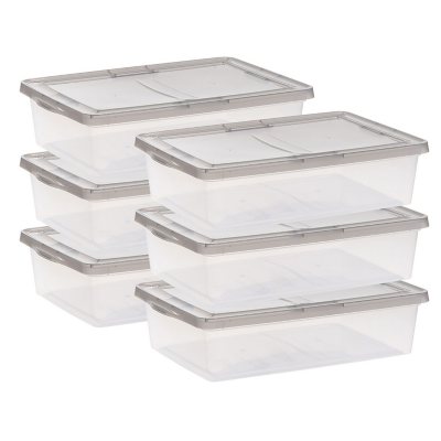 IRIS USA, 28 Quart Underbed Snap Lid Clear Plastic Storage Container, 16.25" W x 24" L x 6" H, 6 Piece Set