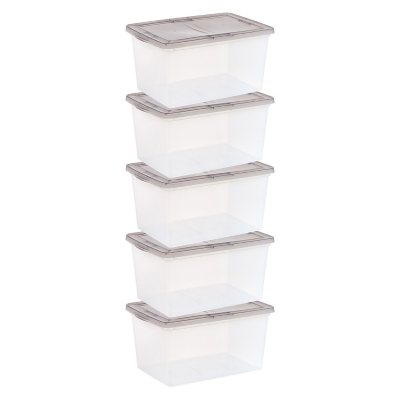 USA 19 Quart Stackable Plastic Holiday Storage Bins with Lids and