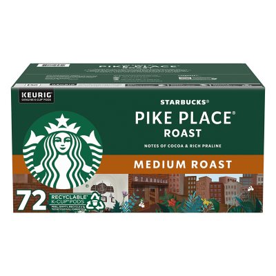 Starbucks Medium Roast K Cup Coffee Pods Pike Place 72 ct. Sam s Club