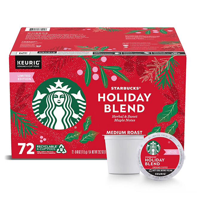 Starbucks Medium Roast K-Cup Coffee Pods, Holiday Blend (72 ct.)