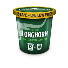 Longhorn Long Cut Snuff, Wintergreen 14.4 oz.