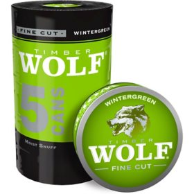 Timber Wolf Full Cut Wintergreen 1.2 oz., 5 pk.