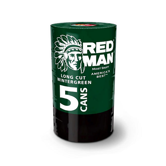 Redman Long Cut Wintergreen Moist Snuff (5 cans)