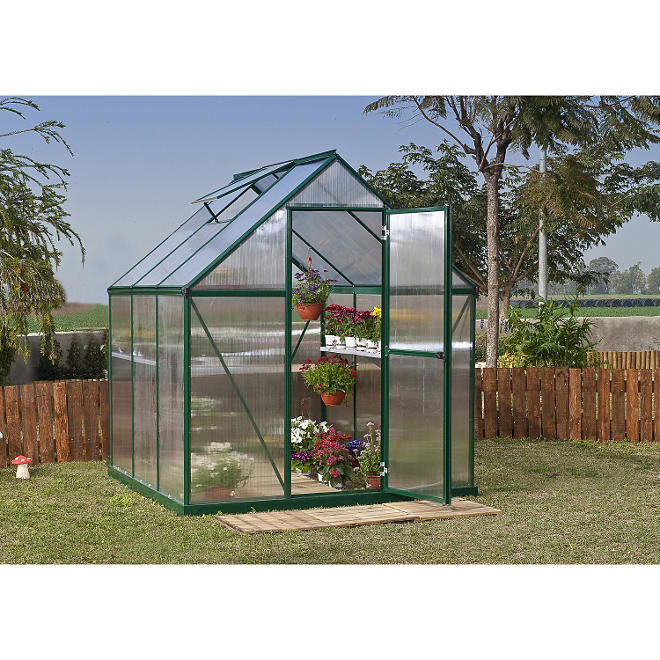 Palram - Canopia Nature 6' x 6' Greenhouse, Green Frame - Twin-Wall