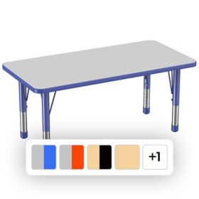 24" x 48" Rectangle T-Mold Adjustable Activity Table with Chunky Legs, Assorted Colors