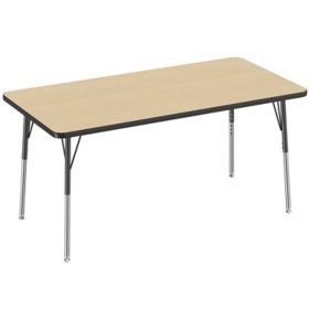 30" x 60" Rectangle T-Mold Adjustable Activity Table with Standard Swivel (Assorted Colors)