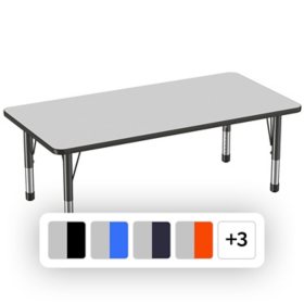 30" x 60" Rectangle T-Mold Adjustable Activity Table with Chunky Leg, Assorted Colors