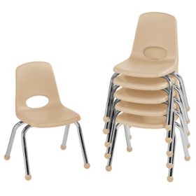 12" Stack Chair with Ball Glides, 6-Pack - Sand