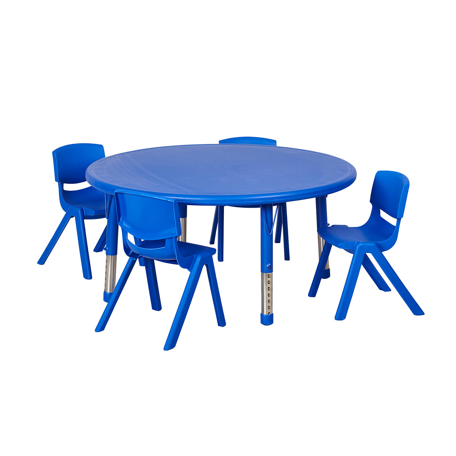 ECR4Kids 45' Round Resin Table with Matching 16' Chairs, Blue
