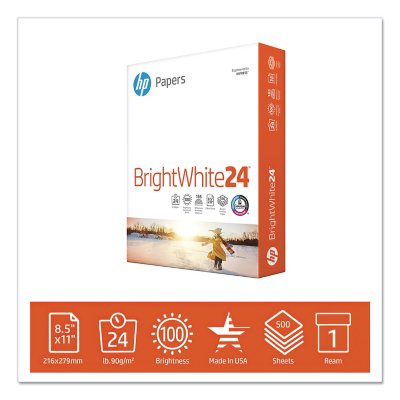 HP Papers | 8.5 x 11 Paper | BrightWhite 24 lb |1 Ream - 500 Sheets| 100  Bright | Made in USA - FSC Certified | 203000R