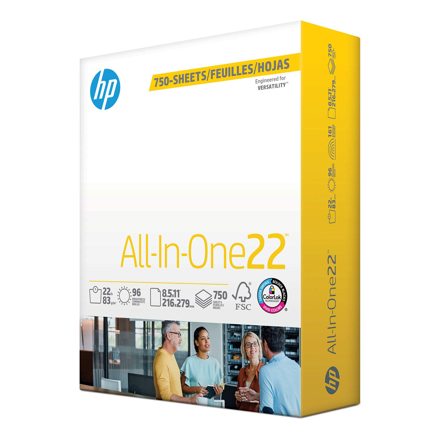 HP AllInOne22 Copy Paper, 8.5x11, 96 Bright, 750 Mega Ream