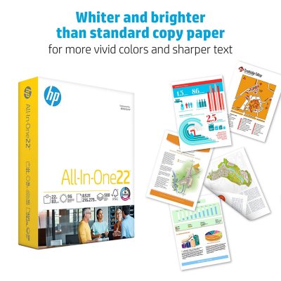 HP Printer Paper, All-in-One 22lb Copy Paper, 96 Bright, 8.5x11 - 1 Mega Ream (750 Sheets)