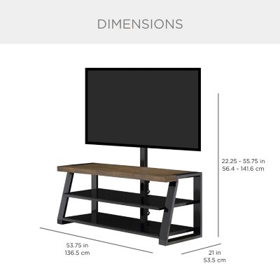 Home 3-In-1 Flat Panel TV Glass Unit Stand Cabinet Table For Tvs Up To 65", 