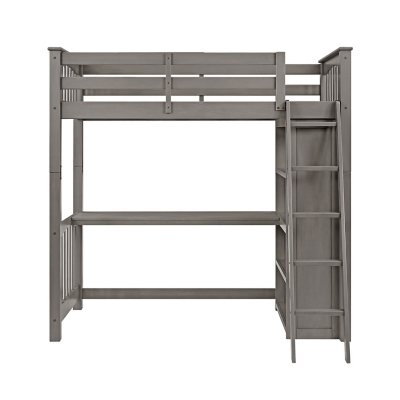 Maxson Twin Loft Bed With Desk And Bookshelf Gray Finish Sam s Club