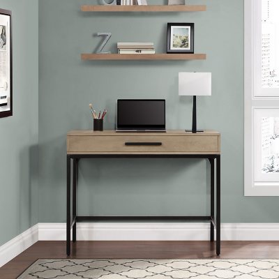 Member's Mark Enzo Writing Desk with 3 Rattan Storage Drawers, Black Finish  - Sam's Club