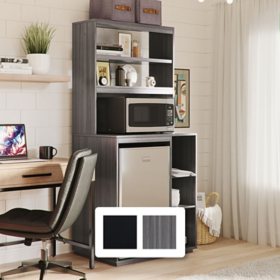 The Organization Station with Mini Refrigerator and Microwave Storage Space, Assorted Colors