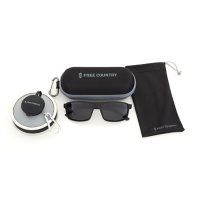 Free Country Men's Black Sport Sunglass with Case, Drawstring Bag and Collapsible Water Bottle
