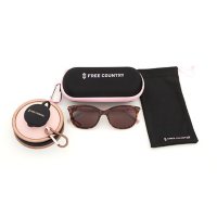 Free Country Womens Tortoise Fashion Sunglass with Case, Drawstring Bag and Collapsible Water Bottle
